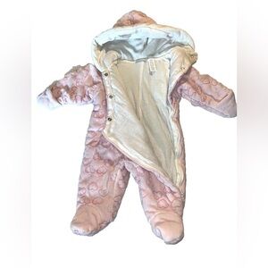 Impression First Pink Baby Girl Snowsuit With Hearts 3/6M. Shell 80% Cotton